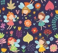 The fairies. Cute floral fairies vector set